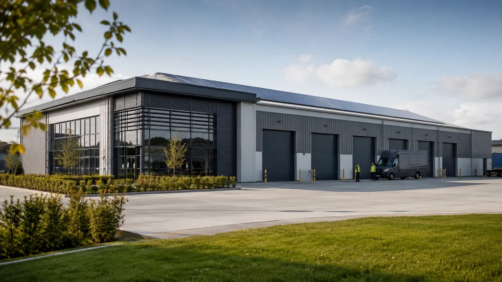 Commercial landlord property with solar panels and EV charging