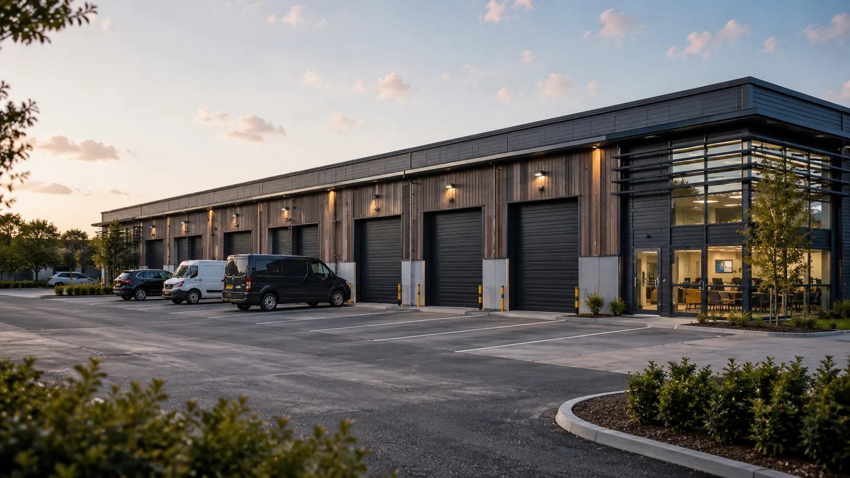 Improved commercial units with clean frontage and a well-presented forecourt