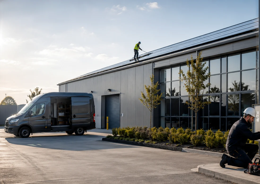 Commercial property team reviewing roof, power and connected works